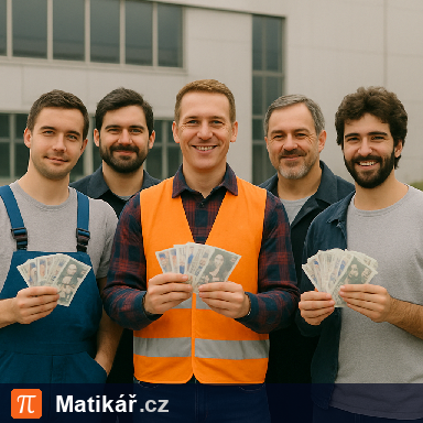 Matematická úloha – Výdělek pěti pracovníků