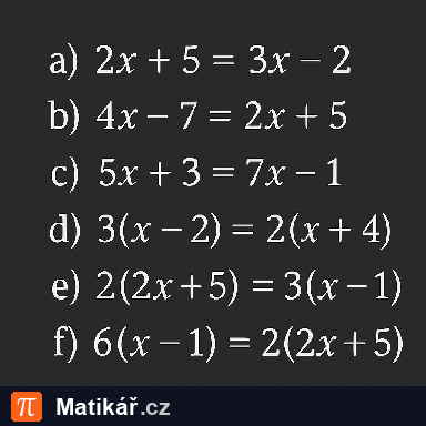 Matematická úloha – Lineární rovnice