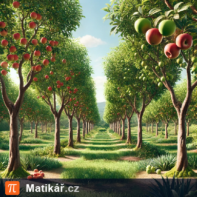 Matematická úloha – Sadba jabloní, třešní a hrušní